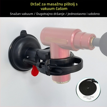 Držač za masažni pištolj sa usisnom čašom za fiksiranje i opuštanje mišića vrata • Motor bez četkica • 5 brzina ili više • 1 masažna glavica • Bez baterije • Buka ispod 36 dB