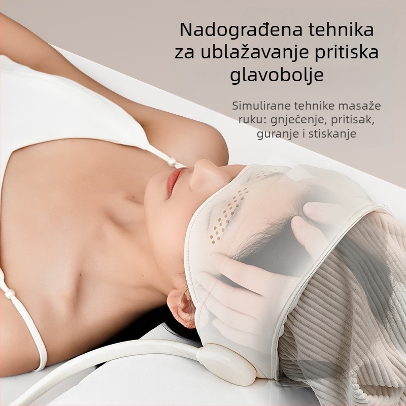 Masážna kaciga za glavu s integriranom maskom za glavu i oči, punjiva, masaža zraka, 3 brzine, kontrola gumbima, model HD-01
