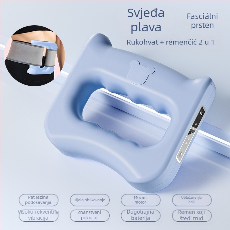 Mini fascia masažer s prstenastim remenom, model A6 — baterijski vibracijski masažer za glavu, vrat, leđa i udove, ABS kućište