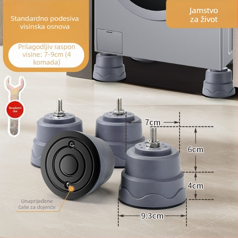 Osnova za perilicu s bubnjem – protuklizna, podesiva, otporna na vlagu, odvod vode, plastična konstrukcija