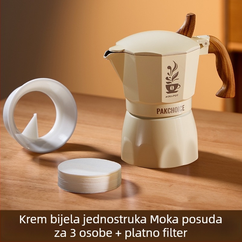Moka lonac s jednim ventilom – prenosni espresso aparat, set za ručno pripremanje kave, mogućnost ispisa logotipa