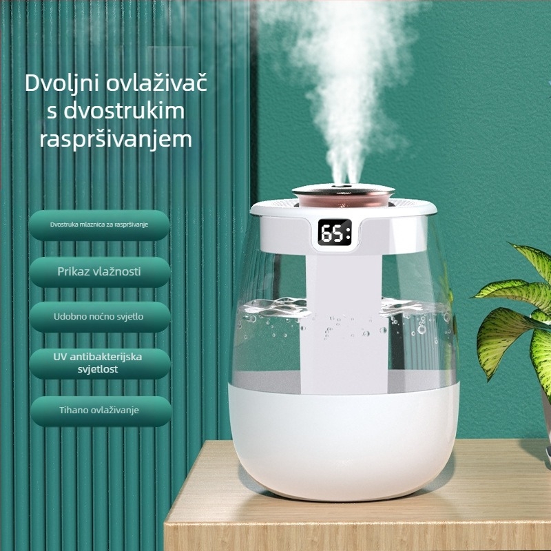 Ovlaživač zraka J20 s ambijentalnim svjetlom, pokrivenost 21–30 m², spremnik 2,6–4 L, dva izlaza magle, daljinsko upravljanje
