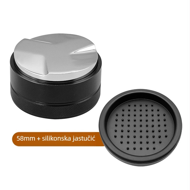 Doser za prah kave od nehrđajućeg čelika, podesiva visina, protuklizna baza, ravno dno, laserski gravirano logo (težina: 182 g / 195 g / 218 g)