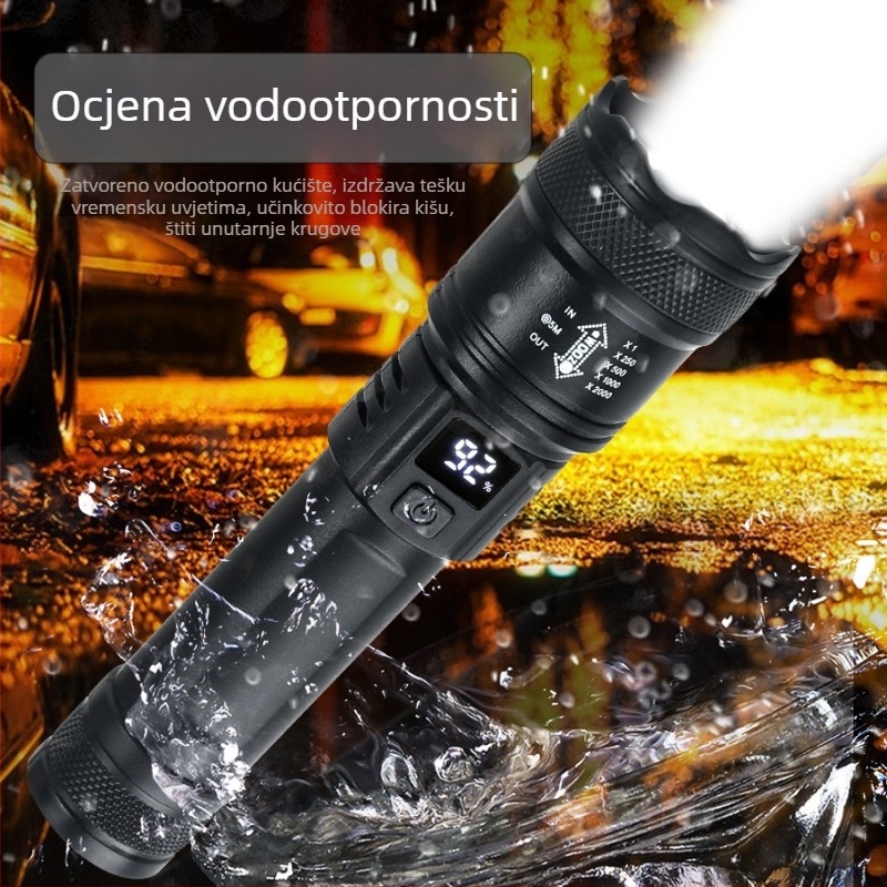 Multifunkcionalna baterijska svjetiljka s magnetskim bočnim osvjetljenjem, punjiva, 10W, 1200mAh, domet 100-200 m