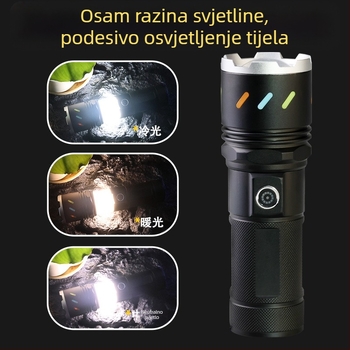 Xintu kamping LED lanterna od aluminijske legure, 4500mAh, 30W LED, teleskopijski zum, 360° rotacija, ručno punjenje