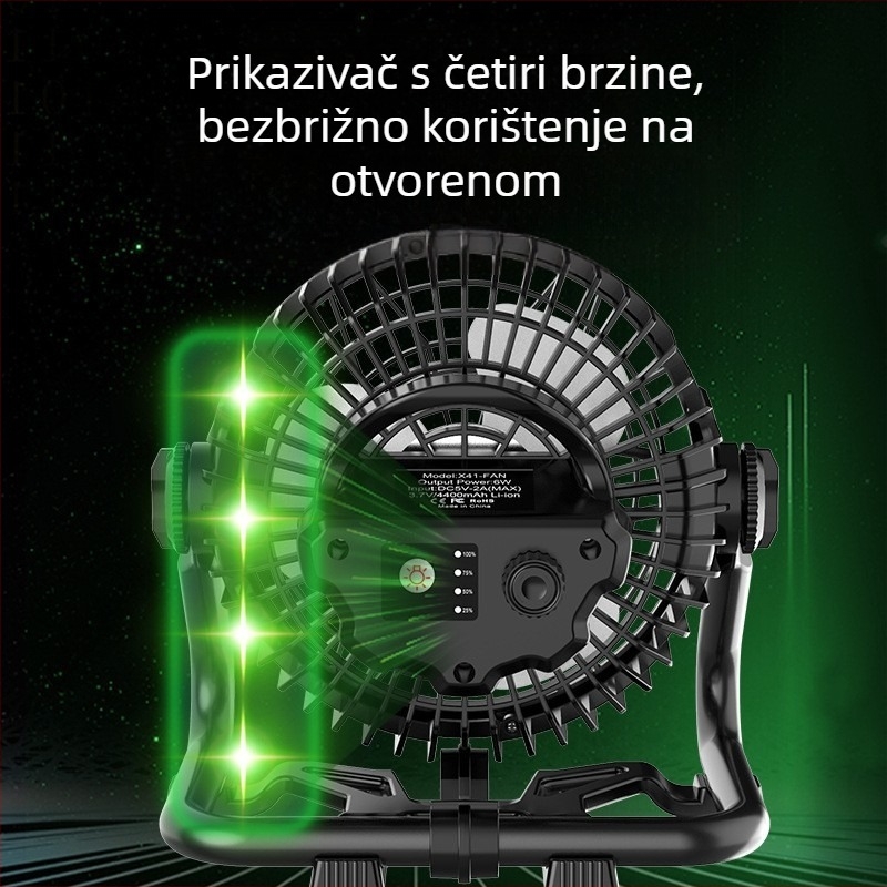 Desktop USB ventilator s 3 lopaticama, brushless motor, ugrađena baterija 2000–4000mAh, 3 brzine, tihi rad