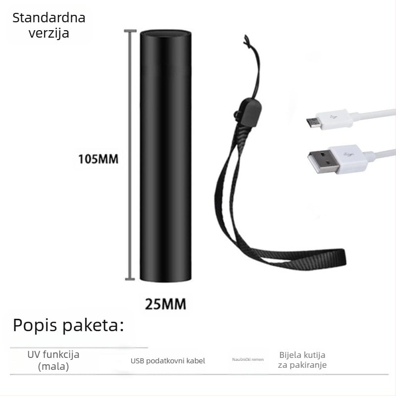 Wood's lamp UV LED svjetlo za otkrivanje gljivica, aluminijski kućište, LED 5W, 450mAh, domet 50–100 m, 360° rotacija