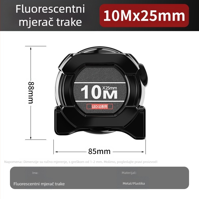 Čelična mjerenа traka s automatskim zaključavanjem, otporna na habanje, otpornа na pad, fluorescirajuća