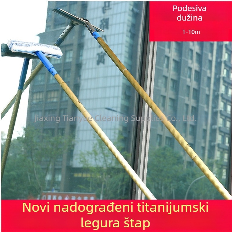 Čistač stakla za prozore s teleskopskom šipkom od aluminijske legure – jednostrano brisanje, komercijalna upotreba, ručno