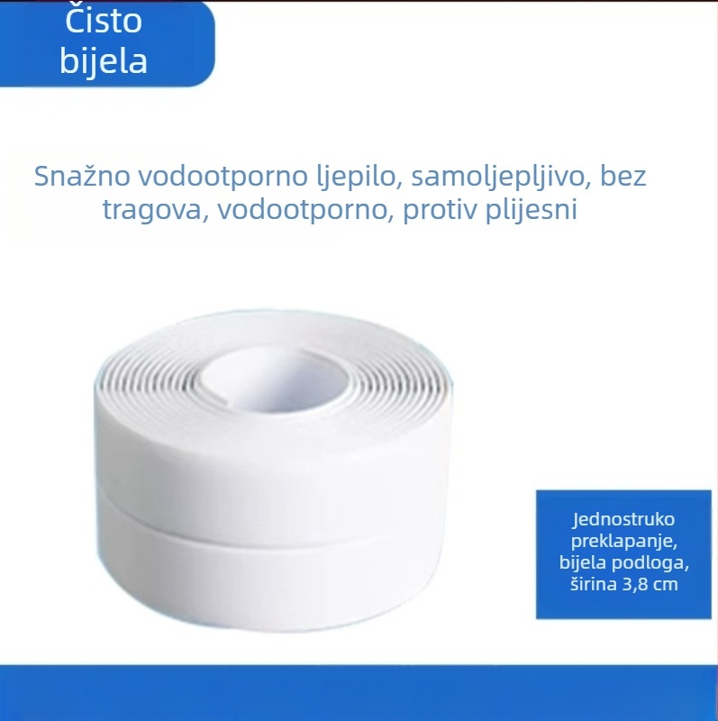 Samoljepljiva traka protiv plijesni za kuhinju i kupaonicu, vodootporna brtvna traka za spojeve oko umivaonika, kuhinjskog platoa i rubova toaleta.