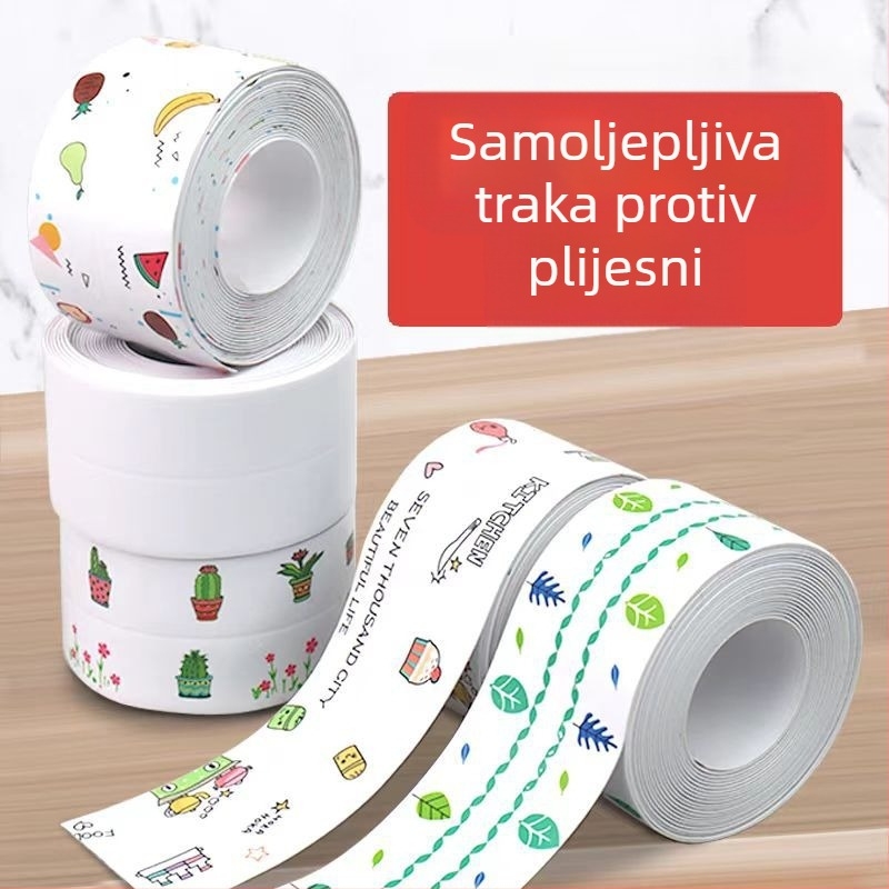 Samoljepljiva traka protiv plijesni za kuhinju i kupaonicu, vodootporna brtvna traka za spojeve oko umivaonika, kuhinjskog platoa i rubova toaleta.