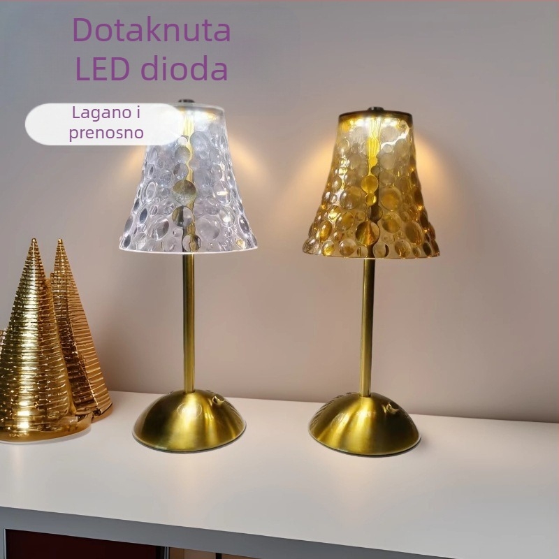 Stolna lampa s kristalnim luksusom, tri razine podešavanja jačine, projekcija, noćno i ambijentalno osvjetljenje, pogodno za unutarnje i vanjske prostore