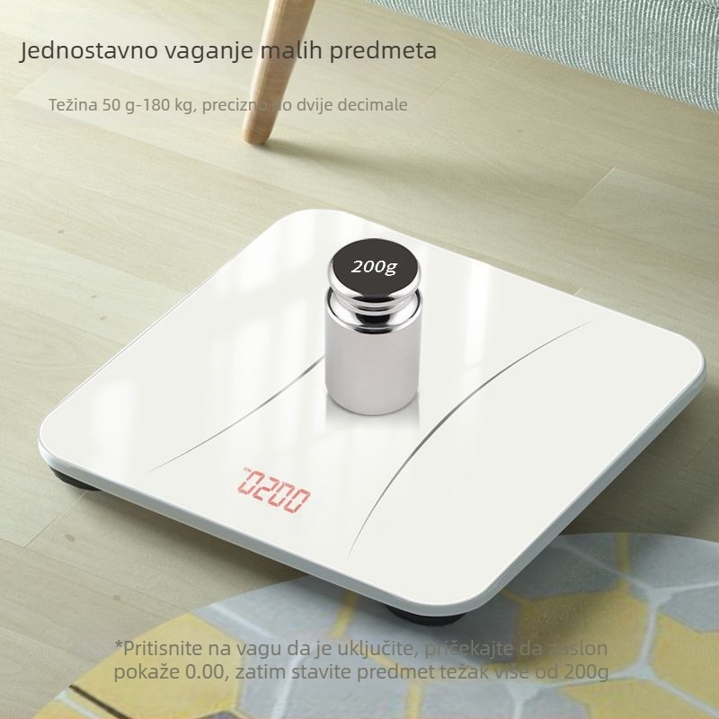 Elektronska vaga za tijelo i masnoću – precizan digitalni mjerač tjelesne težine i masnoće za odrasle, kućna ili studentska upotreba