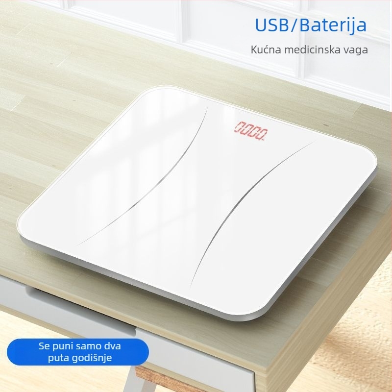 Elektronska vaga za tijelo i masnoću – precizan digitalni mjerač tjelesne težine i masnoće za odrasle, kućna ili studentska upotreba