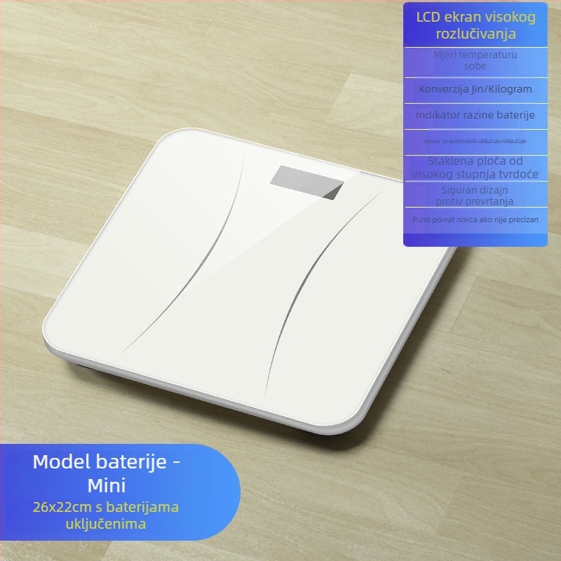 Elektronska vaga za tijelo i masnoću – precizan digitalni mjerač tjelesne težine i masnoće za odrasle, kućna ili studentska upotreba