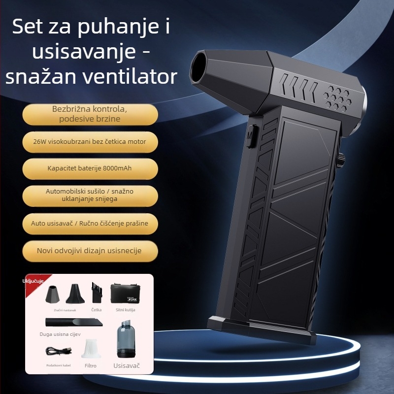 X6 Turbo ventilator za šator — Prijenosni bežični, s ugrađenom baterijom 4000 mAh, radno vrijeme 6–8 sati, buka 51–60 dB