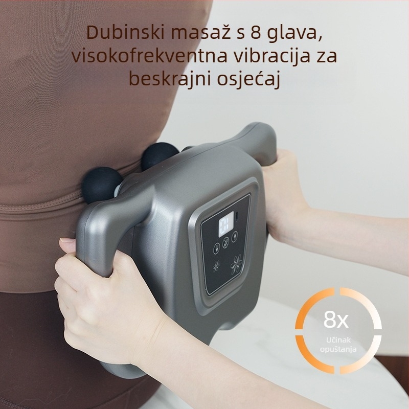 Perkusijski masažer za fasciju s LCD zaslonom, 6+ glavica, ugrađena baterija, 5+ brzina, niska buka 36–45 dB