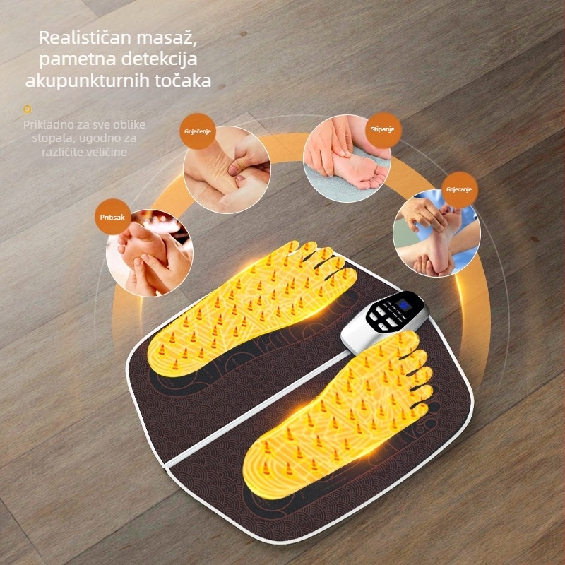 Inteligentna EMS masažna podloga za stopala, višestruki modovi mikrostruje, infracrvena fizioterapija, bežično daljinsko upravljanje, vremenski tajmer