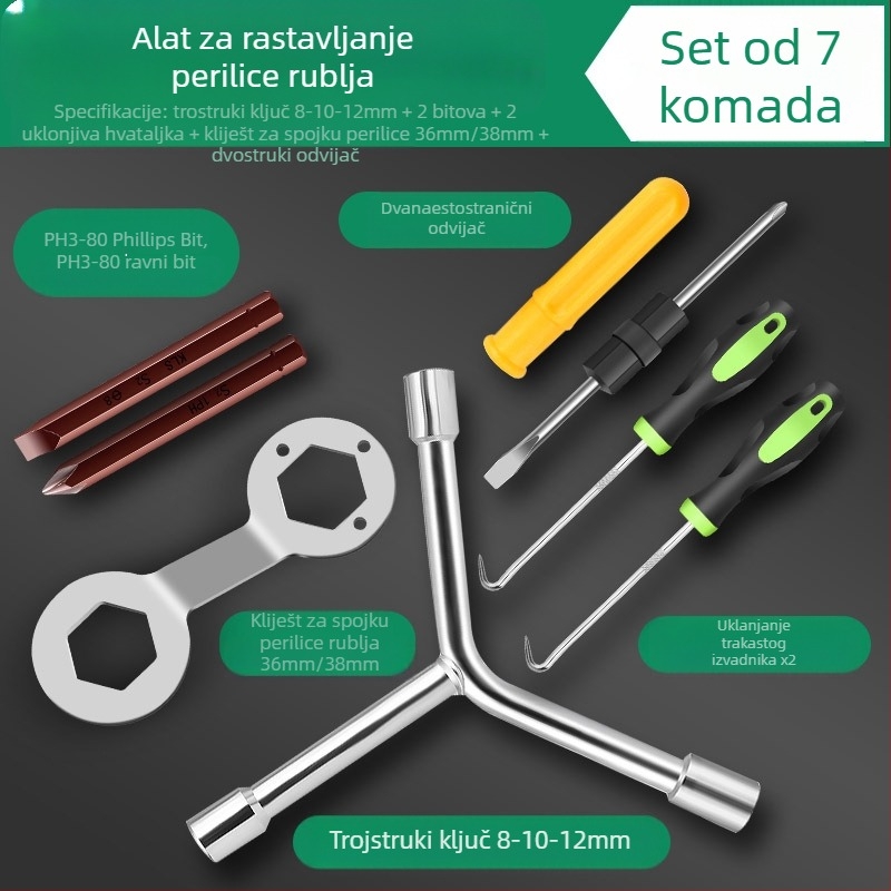 Alat za demontažu perilice za unutarnji bubanj/pulsator — karbonska čelika, utični ključ (socket wrench)