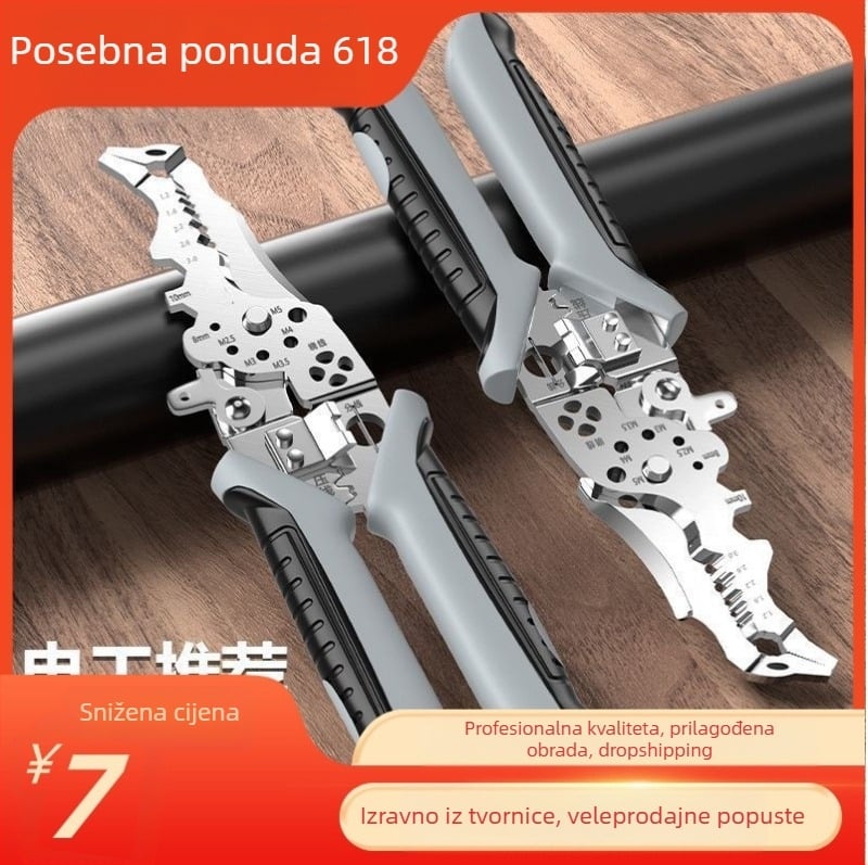 Yixin Višenamjenske kliješte za skidanje izolacije vodova, s zakrivljenim čeljustima, težina 0,180 kg