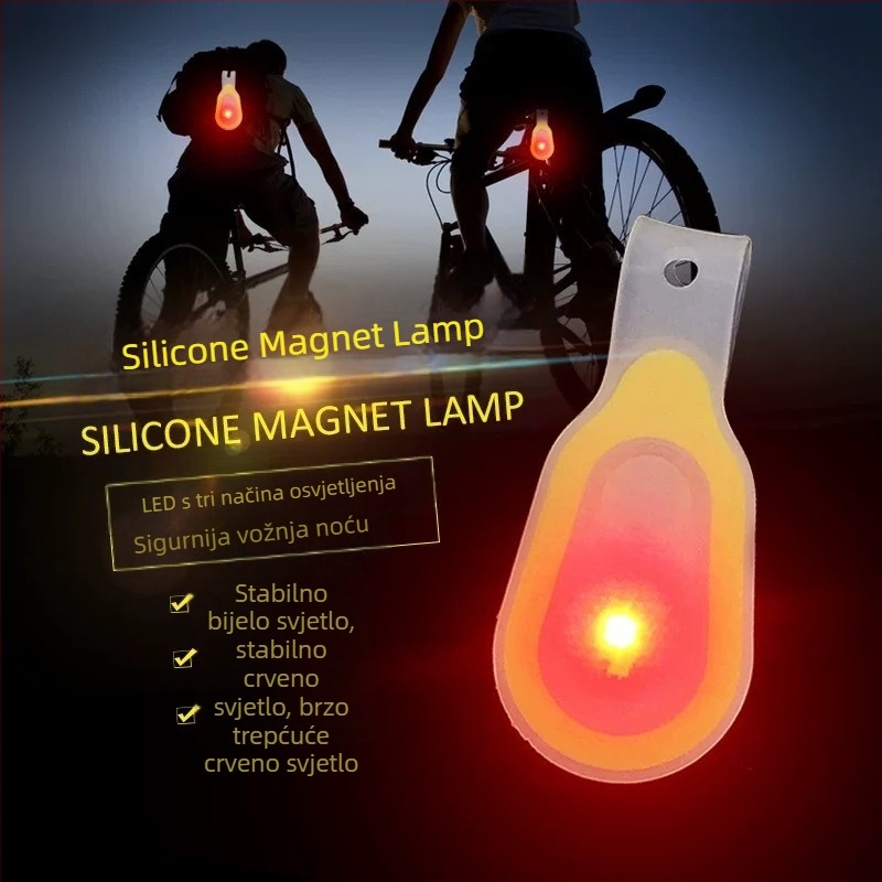 LED silikon magnetni klip sa svjetlom – baterijsko LED svjetlo, ručno pokretanje, domet do 50 m, za planinarenje, kampiranje i noćnu vožnju