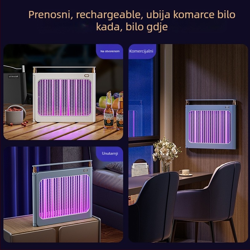 LED lampa za komarce, zidno/stolno dvostruka upotreba, pokriće 21–30㎡, aluminijska mreža, električni šok za uništavanje komaraca, ugrađena baterija 1001–1600mAh