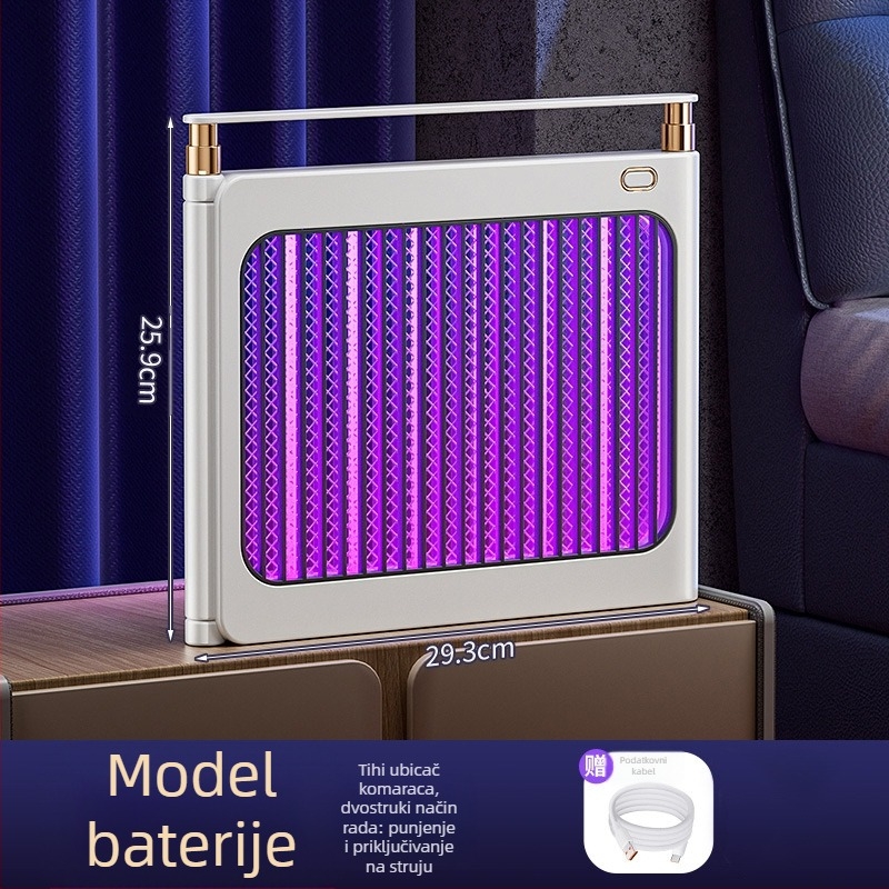 LED lampa za komarce, zidno/stolno dvostruka upotreba, pokriće 21–30㎡, aluminijska mreža, električni šok za uništavanje komaraca, ugrađena baterija 1001–1600mAh