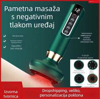 Električni uređaj za masažu i cupping s punjivim napajanjem, upravljanje gumbom, 4 brzine, regulacija temperature, baterija 1200 mAh
