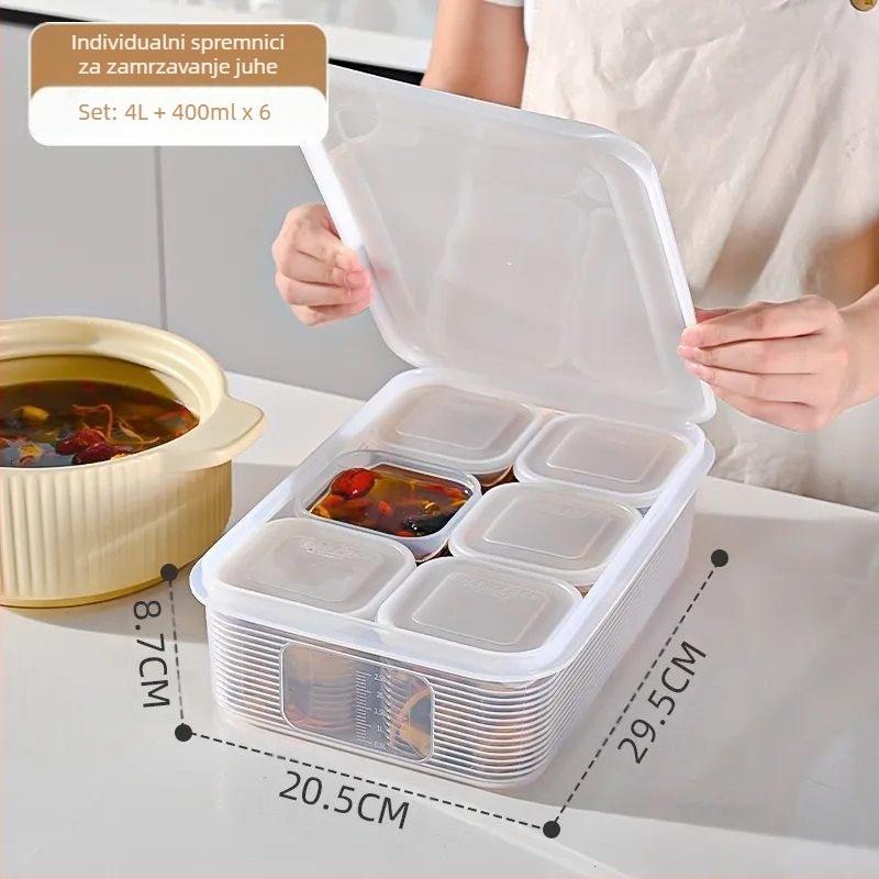 Kutija za smrznutu juhu porcije, podijeljeni spremnik za zamrzavanje i hladnjak, prehrambena PP kutija za pripremu obroka