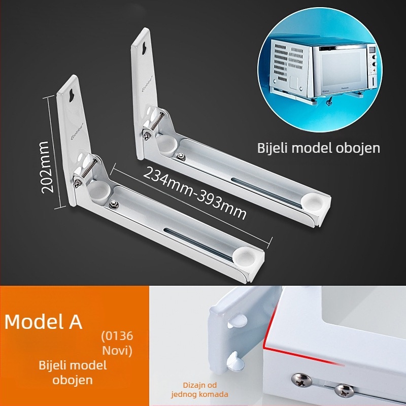 Zidni stalak za mikrovalnu pećnicu, od nehrđajućeg čelika 304, oglednog završnog sloja, sklopiv i proširiv, nosivost 100 kg
