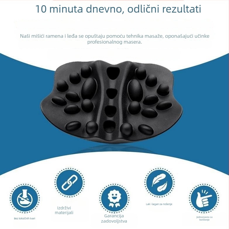 Masazna jastučnica za vrat, leđa i pojas – 6+ glava, PU koža, mehanički masažni s jednom brzinom, oblik pravokutno-trapezni