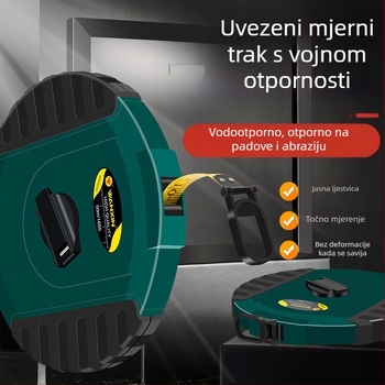 Vlaknasta mjerna traka, gumom premazano kućište s diskom, industrijskog tipa, duljine 10/20/30/50 m