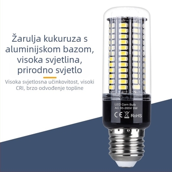 LED kukuruzna svjetiljka 5736, visoka svjetlost, kućna štednja energije, široki raspon napona 85-265 V, E27/E26/E14/B22 baze