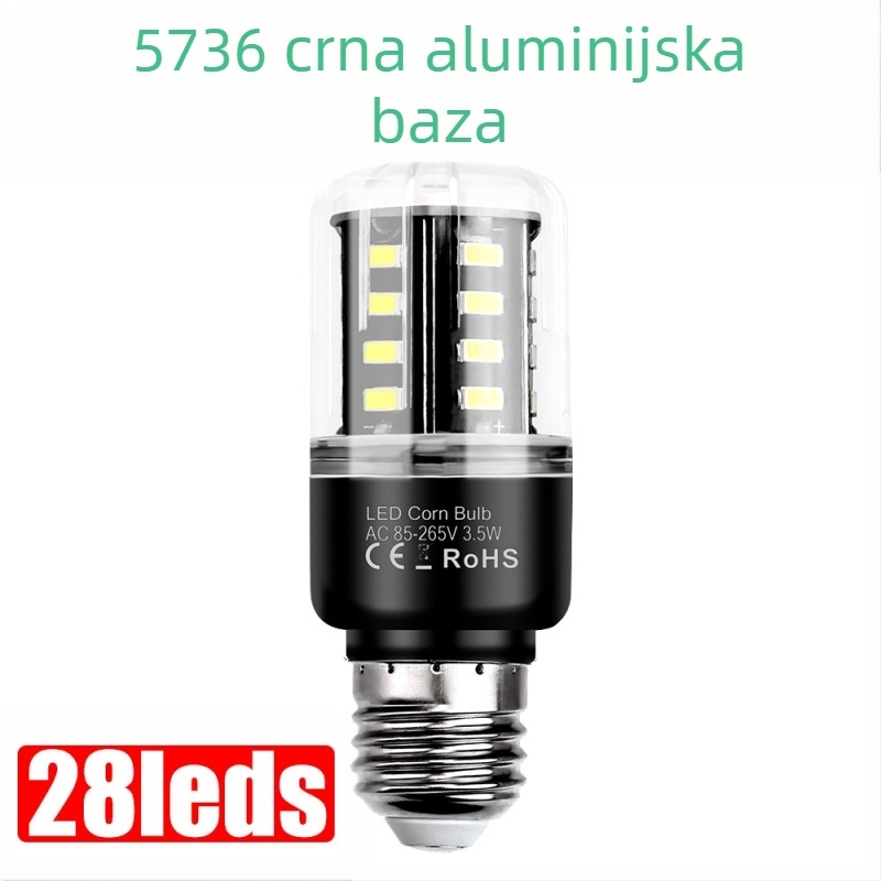 LED kukuruzna svjetiljka 5736, visoka svjetlost, kućna štednja energije, široki raspon napona 85-265 V, E27/E26/E14/B22 baze