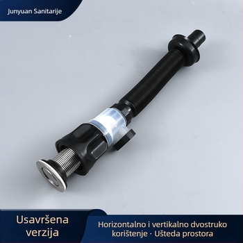 Set odvodnika za umivaonik, dvostruko korištenje – uspravno i vodoravno, S-oblika, podizni tip, plast, kupaonica
