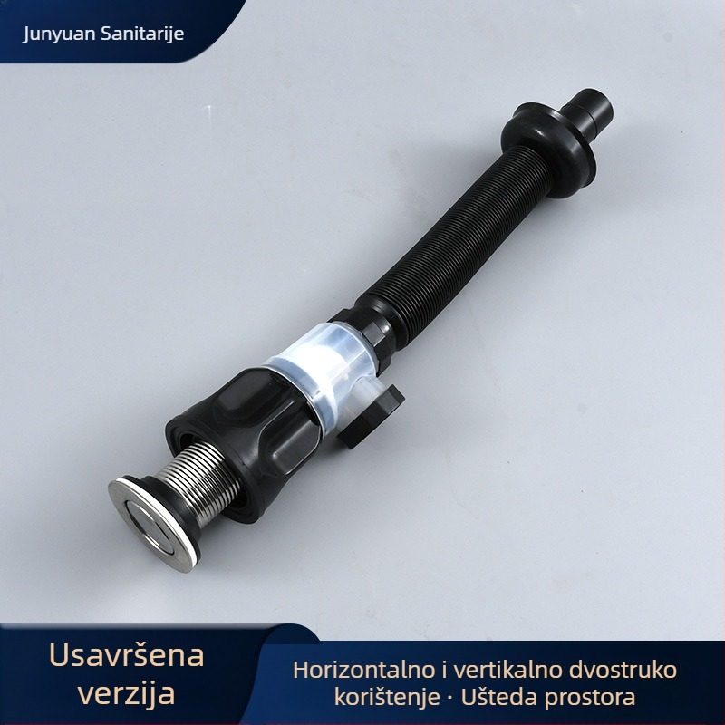 Set odvodnika za umivaonik, dvostruko korištenje – uspravno i vodoravno, S-oblika, podizni tip, plast, kupaonica