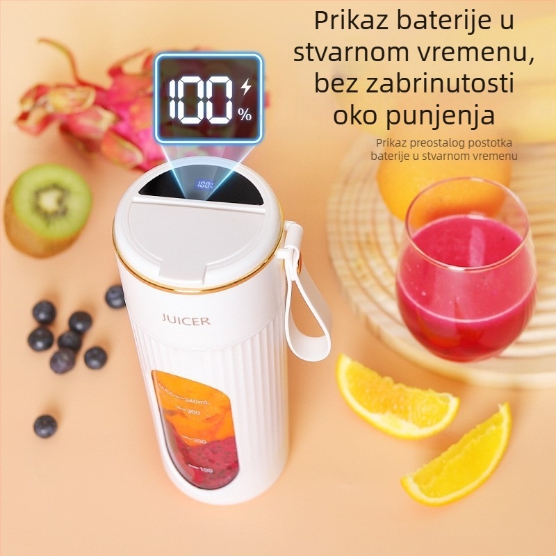 Prijenosni, punjivi sokovnik s digitalnim zaslonom, 18000 rpm, 50 W, kapacitet 400 ml