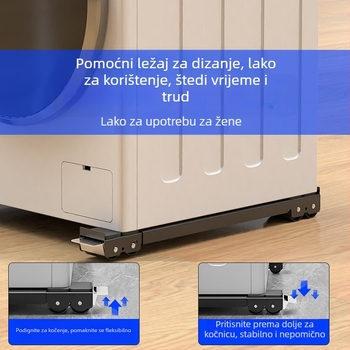 Metalna baza za perilicu i frižider s pomičnim kotačićima, prilagodljiva