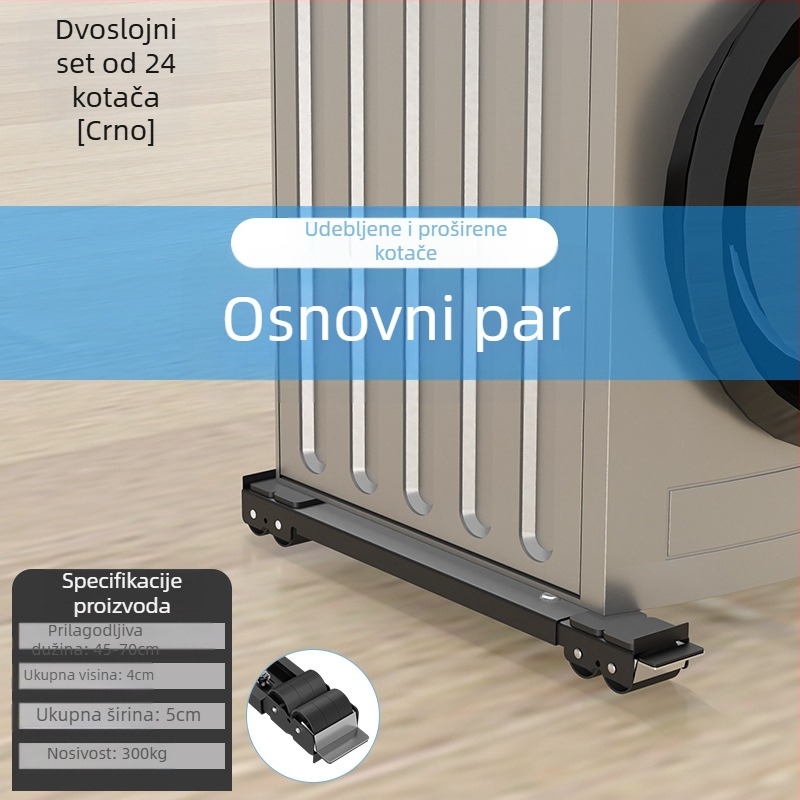 Metalna baza za perilicu i frižider s pomičnim kotačićima, prilagodljiva