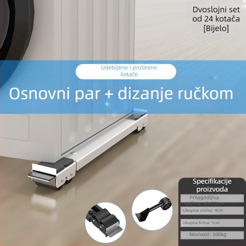 Metalna baza za perilicu i frižider s pomičnim kotačićima, prilagodljiva