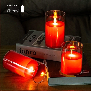 LED svijeća, cilindrično plastično tijelo, ljuljačko sjenilo, tiskani logo, rekvizit za vjenčanje i prosidbu