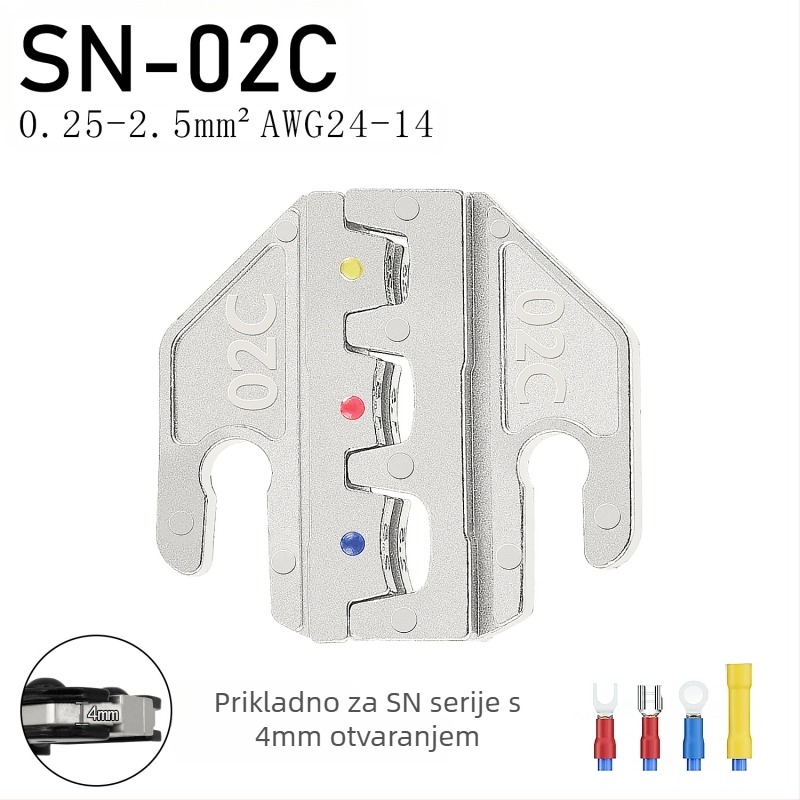 SN serija kliješta za krimpanje, čeljusti za terminale, željezo-niklina legura, masa 0,02