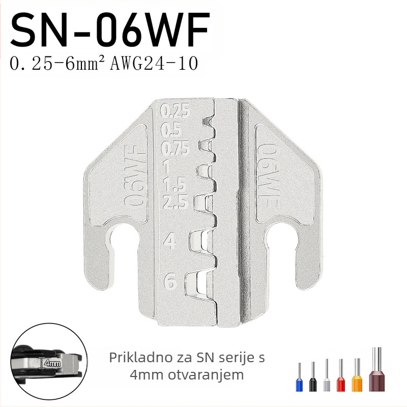 SN serija kliješta za krimpanje, čeljusti za terminale, željezo-niklina legura, masa 0,02