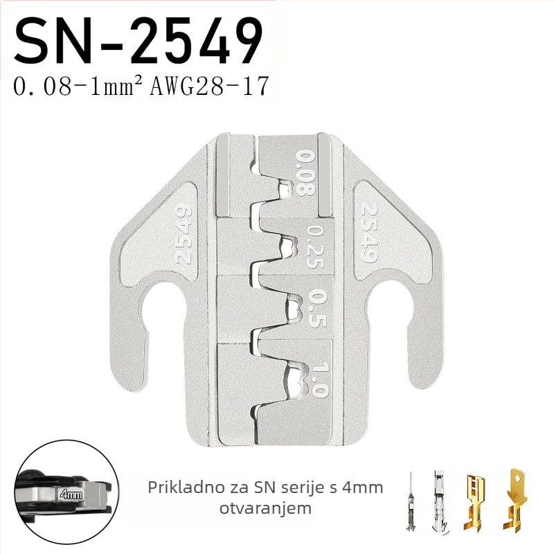 SN serija kliješta za krimpanje, čeljusti za terminale, željezo-niklina legura, masa 0,02