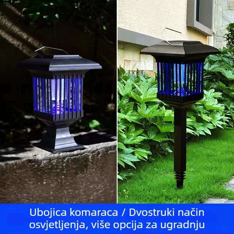 Solarna lampa za uništavanje komaraca, otporna na kišu, prijenosna za travnjak, klopka za komarce, radni vijek 6–12 sati