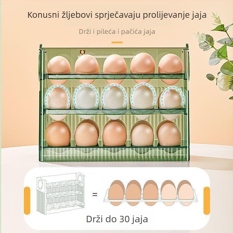 Kutija za jaja u hladnjaku, prozirna, prehrambene plastike, s bočnim vratima