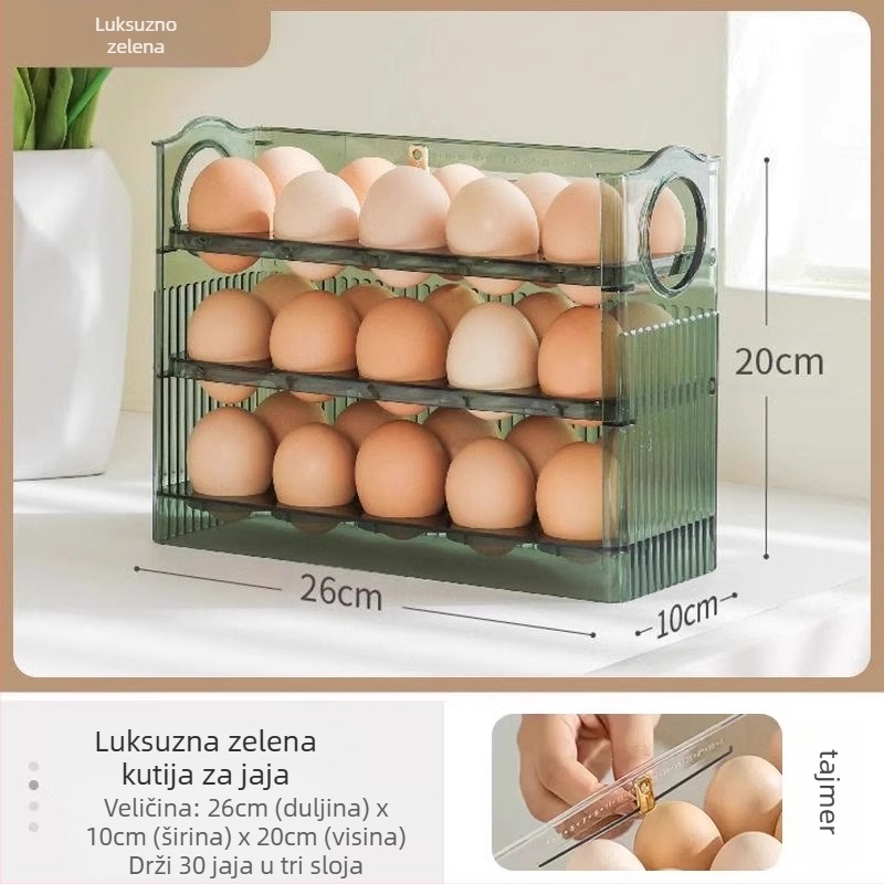 Kutija za jaja u hladnjaku, prozirna, prehrambene plastike, s bočnim vratima