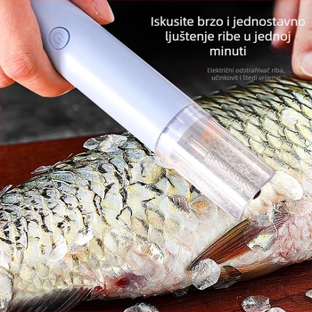 Električni uklanjalac ljuske ribe za kuhinju, automatiziran, višefunkcionalan, ABS + nehrđajući čelik, izdanje 2023, mogućnost ispisa logotipa
