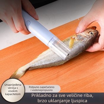 Električni uklanjalac ljuske ribe za kuhinju, automatiziran, višefunkcionalan, ABS + nehrđajući čelik, izdanje 2023, mogućnost ispisa logotipa