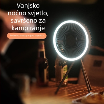 USB tripod ventilator s noćnim svjetlom – prijenosni stolni ventilator za kampiranje i vanjsku upotrebu